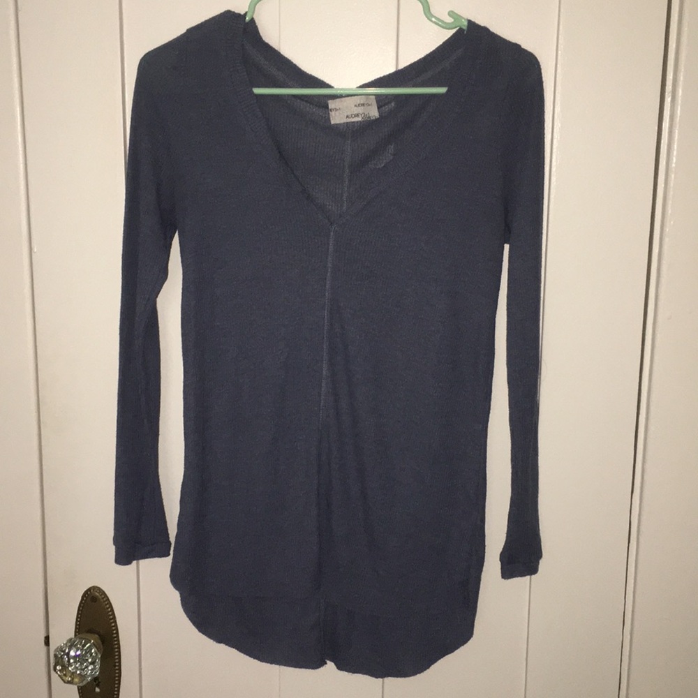 Blue Ribbed Long Sleeve shirt